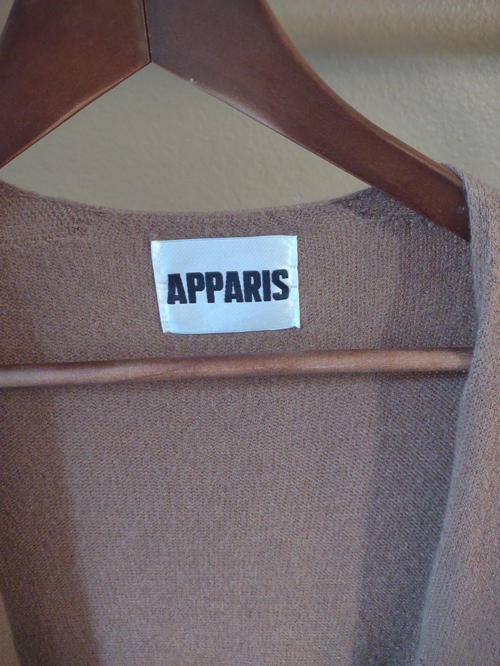 Apparis Long Camel Open Cardigan Vegan Cashmere Duster Slit Sides - Picture 8 of 11